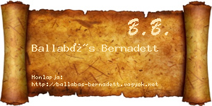 Ballabás Bernadett névjegykártya